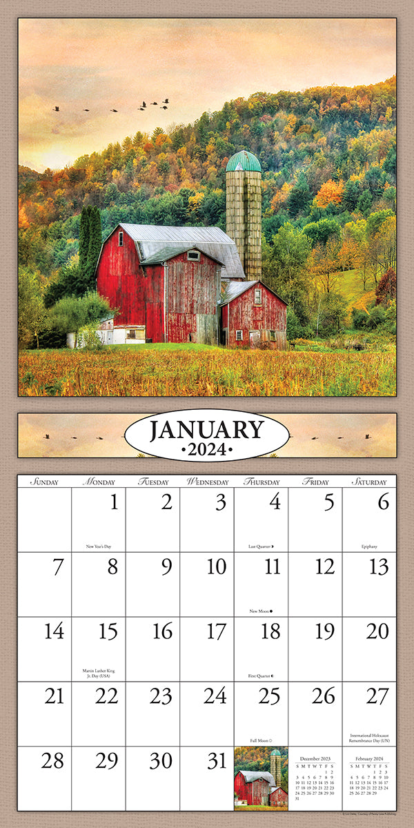 Beckoning Barns 2024 (Item 33012) 12x24 Refill Sheet Calendar BON