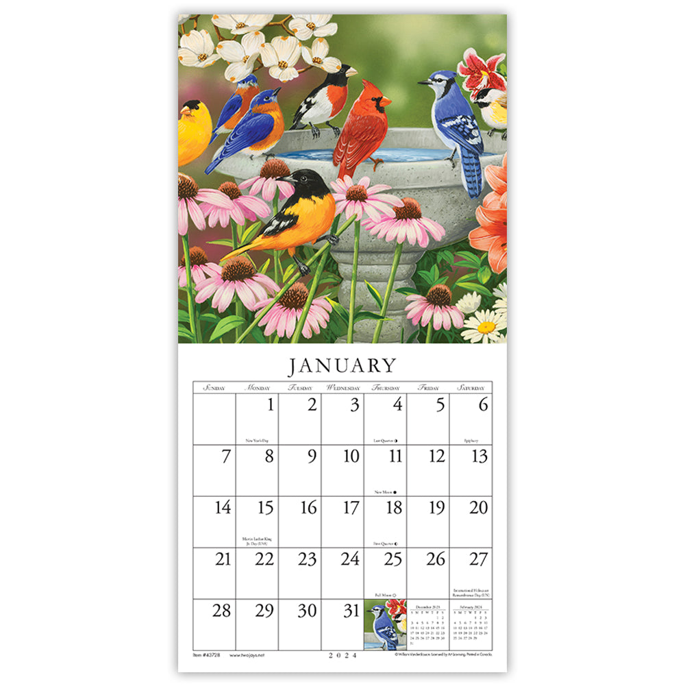 Feathered Friends 2024 (Item 43728) 7x14 Refill Sheet Calendar IN