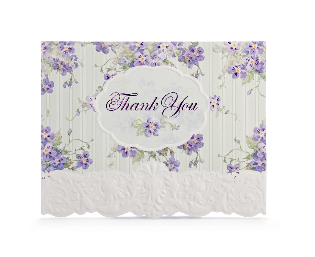 ForArtSake - Lilacs & Teal Stripe Thank You Card Set
