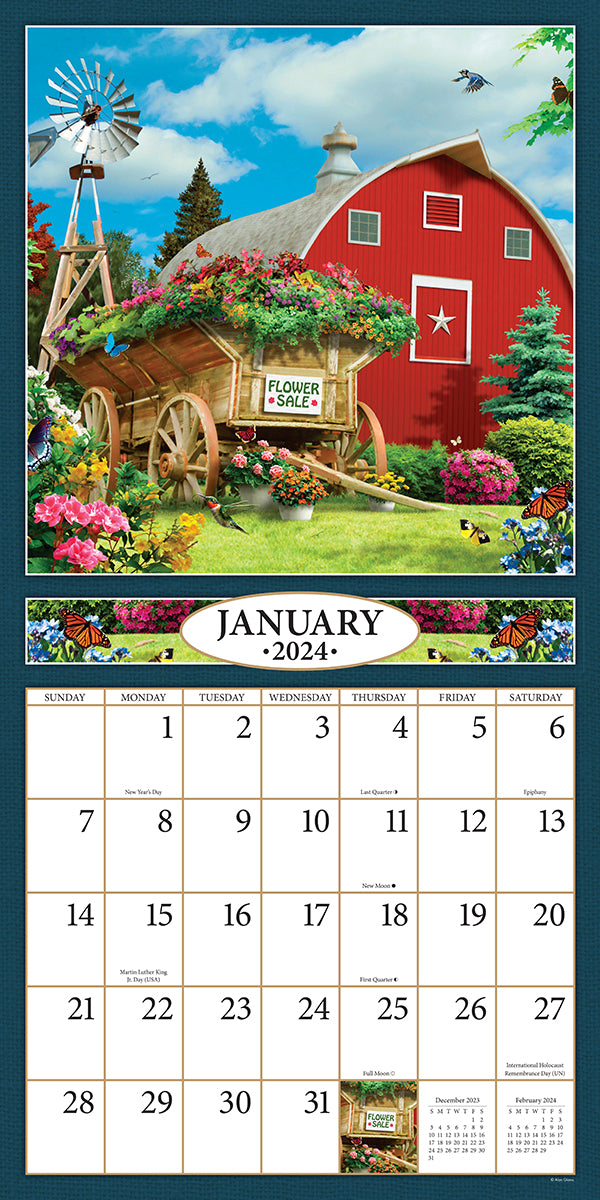A Country Walk 2024 (Item 9175) 12x24 Refill Sheet Calendar BONUS