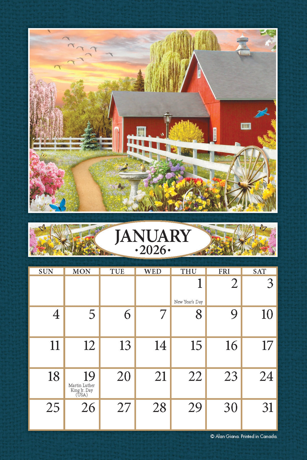 A Country Walk 2026 (Item #2692) - 4x6 Refill Sheet Calendar - BONUS POCKET PLANNER & BOOKMARK WHILE QUANTITIES LAST