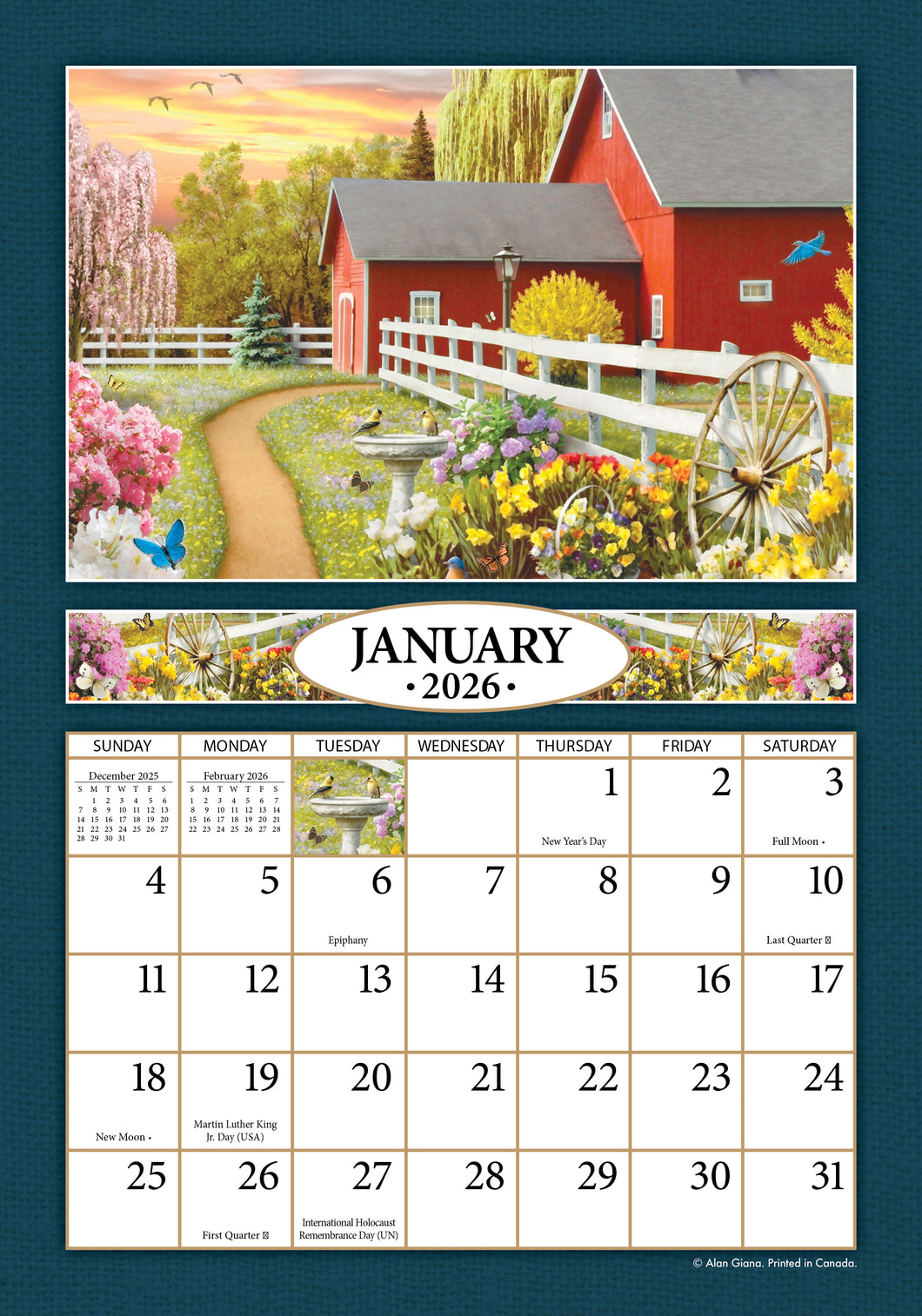 A Country Walk 2026 (Item #2654) - 7x10 Refill Sheet Calendar - BONUS POCKET PLANNER & BOOKMARK WHILE QUANTITIES LAST