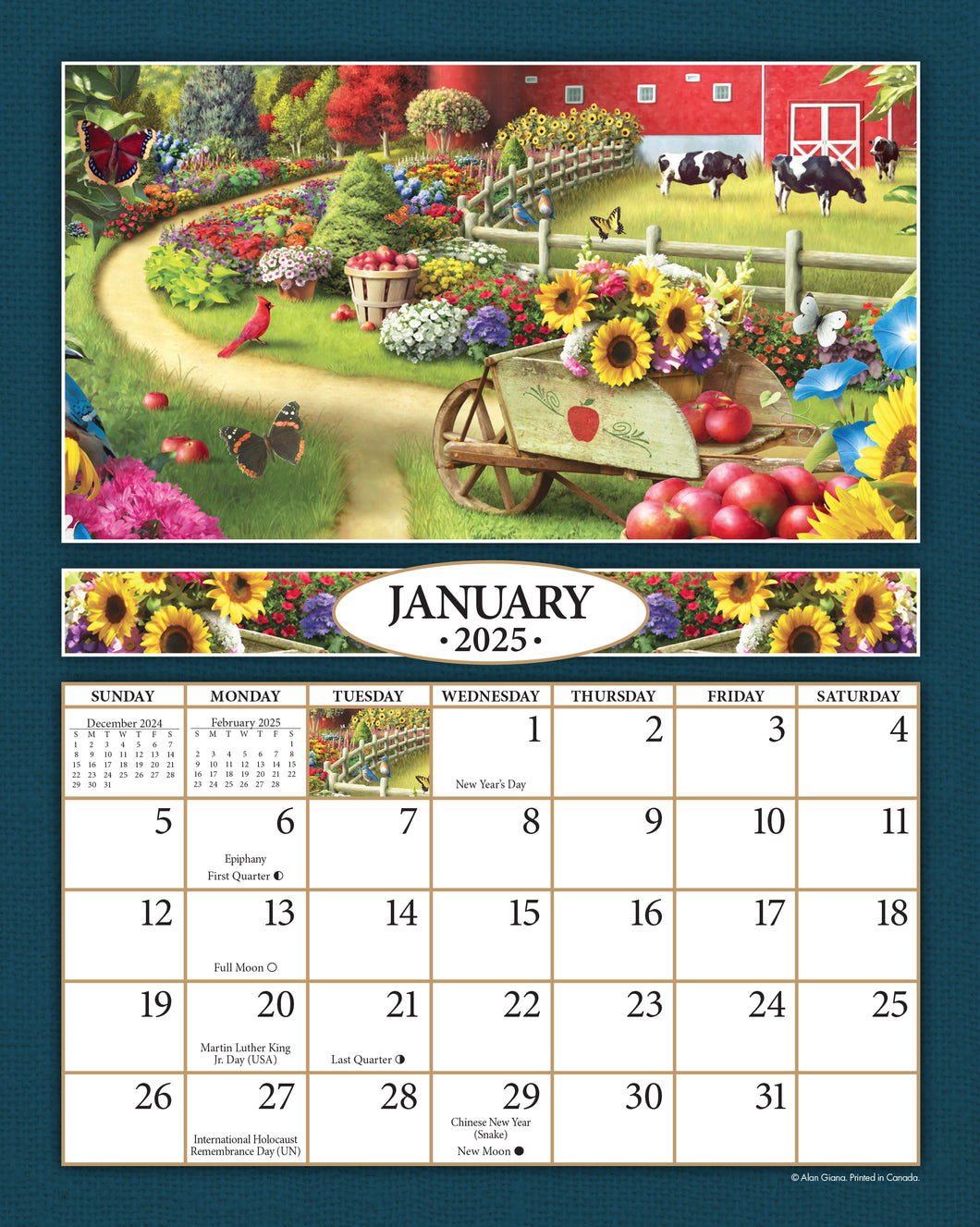 A Country Walk 2025 (Item #2616) - 8x10 Refill Sheet Calendar - BONUS POCKET PLANNER & BOOKMARK WHILE QUANTITIES LAST