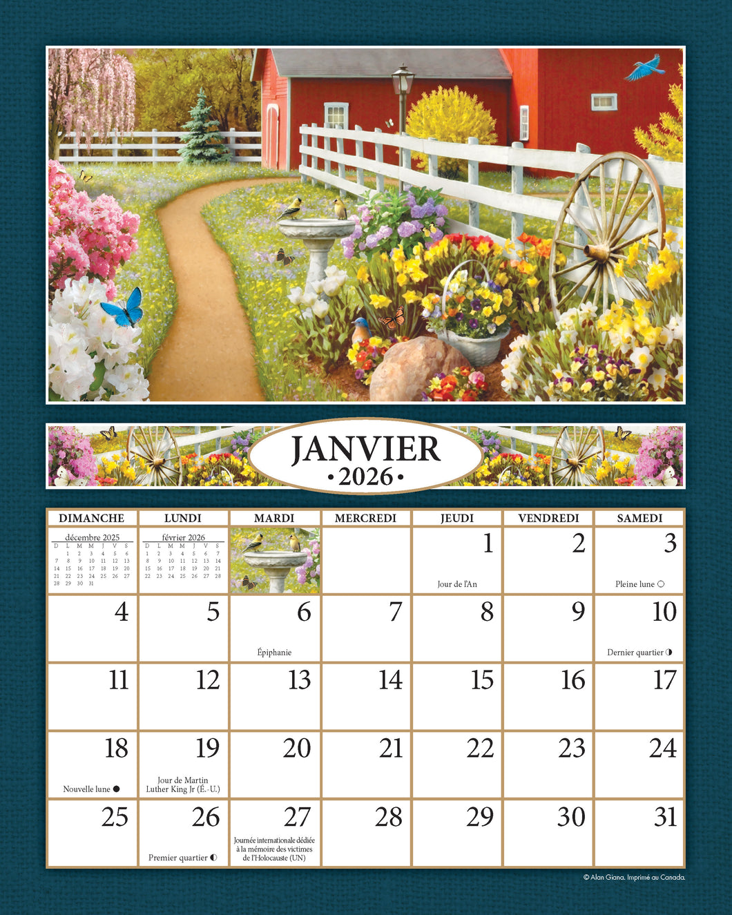 Une promenade à la campagne 2026 (Article #2630) - Recharge de 8x10 feuille calendrier