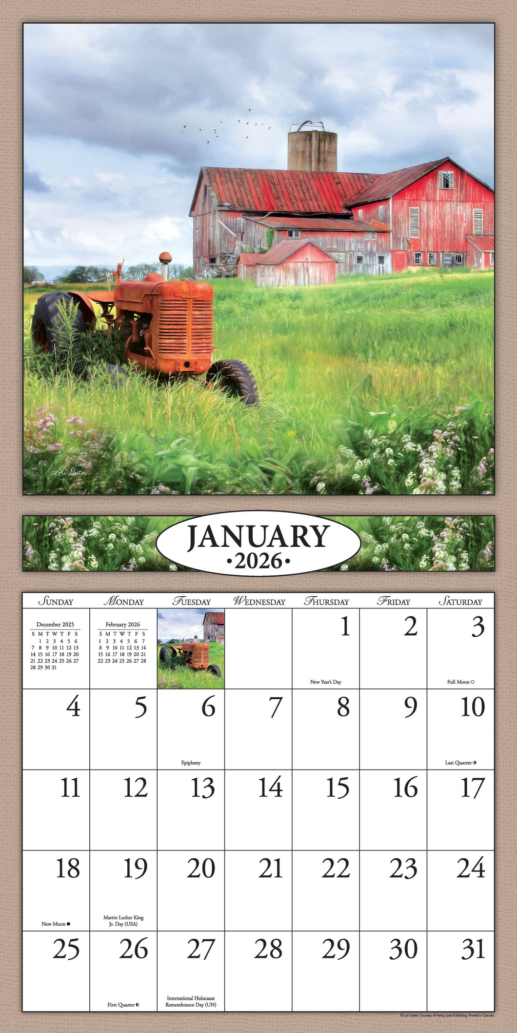 Beckoning Barns 2026 (Item #33012) - 12x24 Refill Sheet Calendar - BONUS POCKET PLANNER & BOOKMARK WHILE QUANTITIES LAST