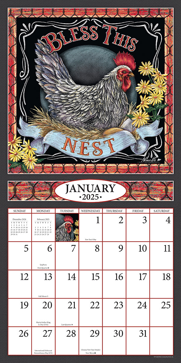 Bless This Nest 2025 (Item # 7052) - 12x24 Refill Sheet Calendar - BONUS POCKET PLANNER & BOOKMARK WHILE QUANTITIES LAST