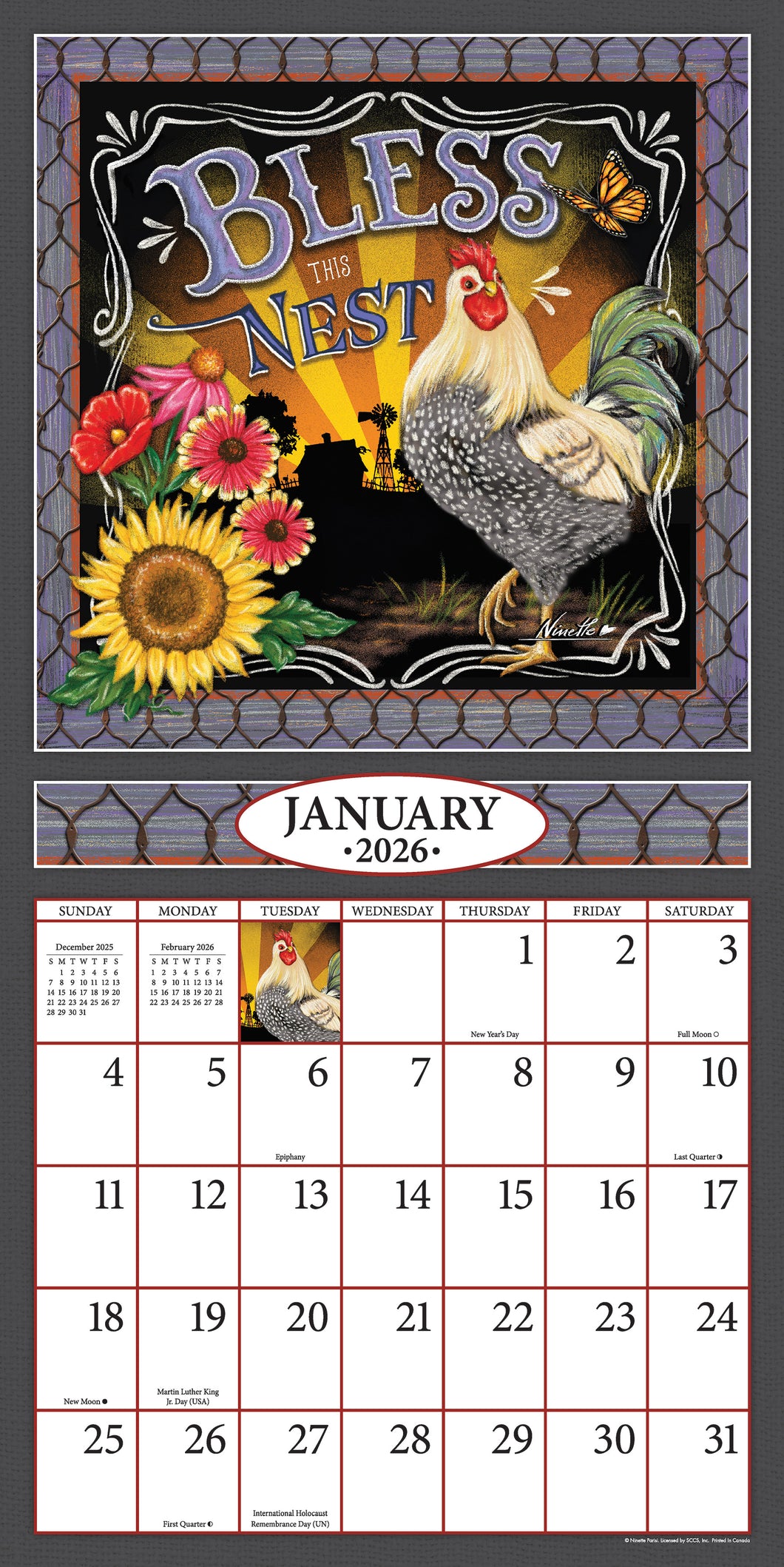 Bless This Nest 2026 (Item # 7052) - 12x24 Refill Sheet Calendar - BONUS POCKET PLANNER & BOOKMARK WHILE QUANTITIES LAST