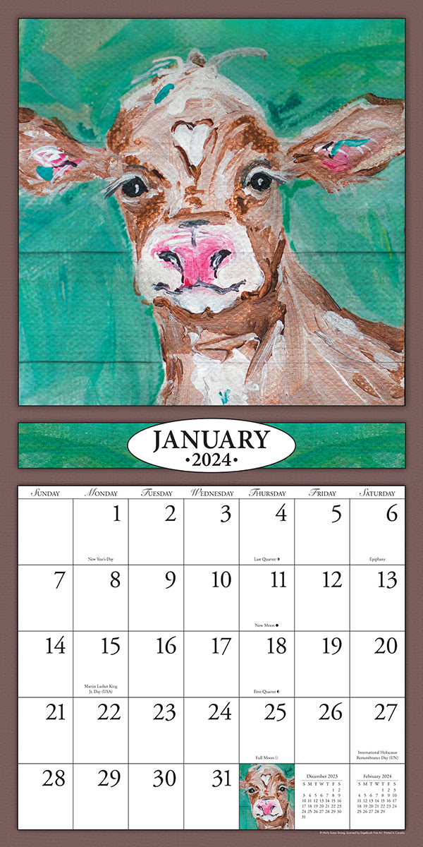 Barnyard Friends 2024 (Item #30391) - 12x24 Refill Sheet Calendar - BONUS POCKET PLANNER & BOOKMARK WHILE QUANTITIES LAST