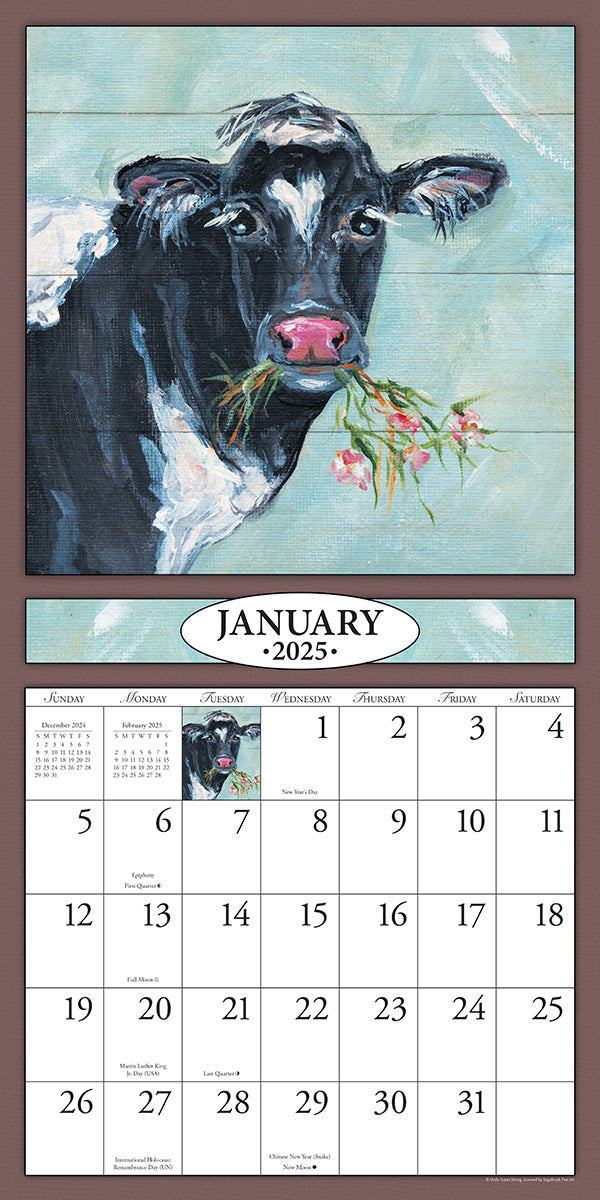 Barnyard Friends 2025 (Item #30391) - 12x24 Refill Sheet Calendar - BONUS POCKET PLANNER & BOOKMARK WHILE QUANTITIES LAST