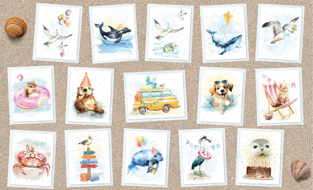 Hopper Studios *Coastal* Enclosure Birthday Cards - Mixed 6 packs