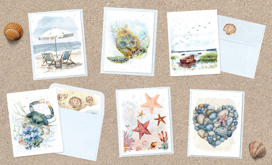 Hopper Studios *Coastal* Enclosure Cards - Varied Occasion Mixed 6 packs