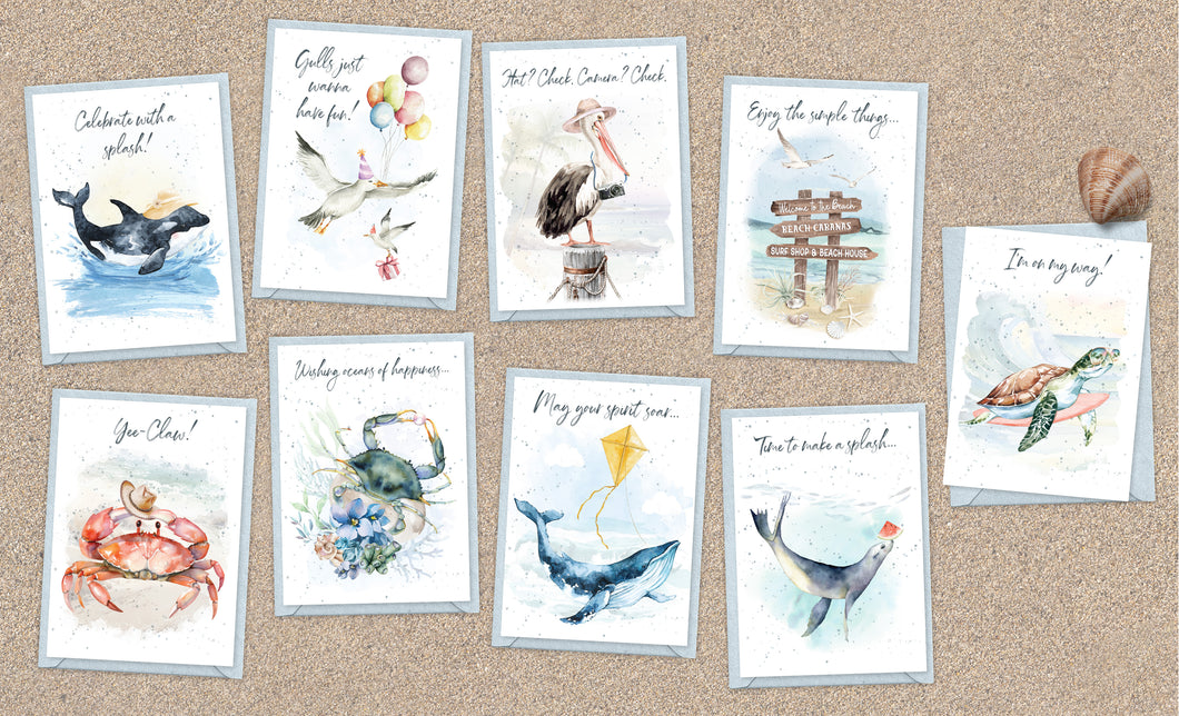 Hopper Studios *Coastal* Greeting Cards - Birthday Mixed 6 Pack