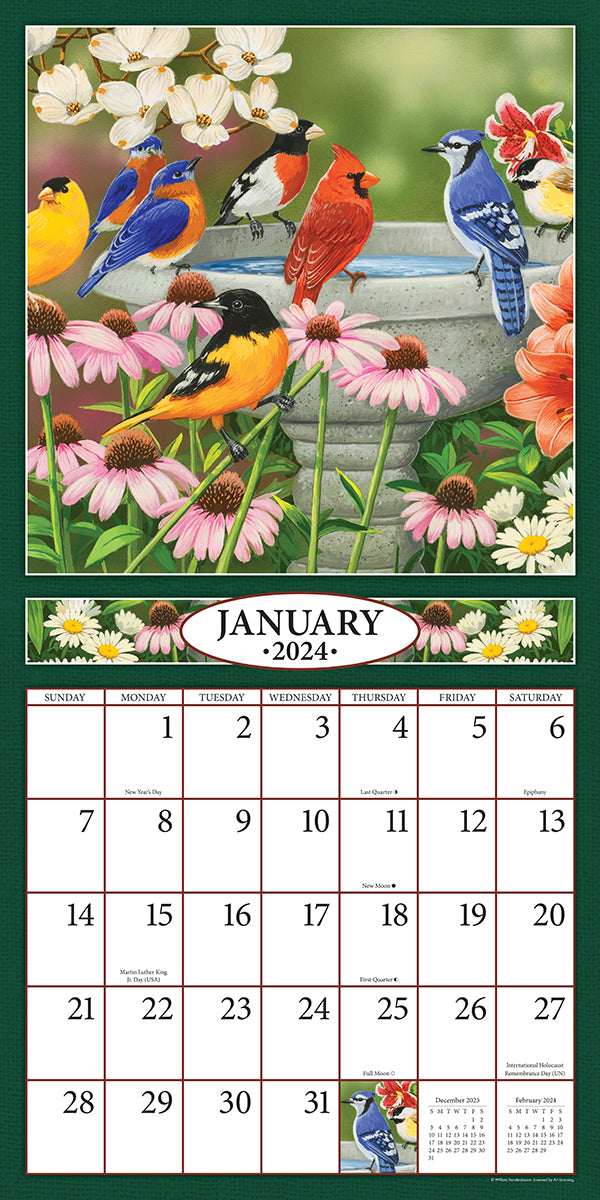 Feathered Friends 2024 (Item 9372) 12x24 Refill Sheet Calendar BO