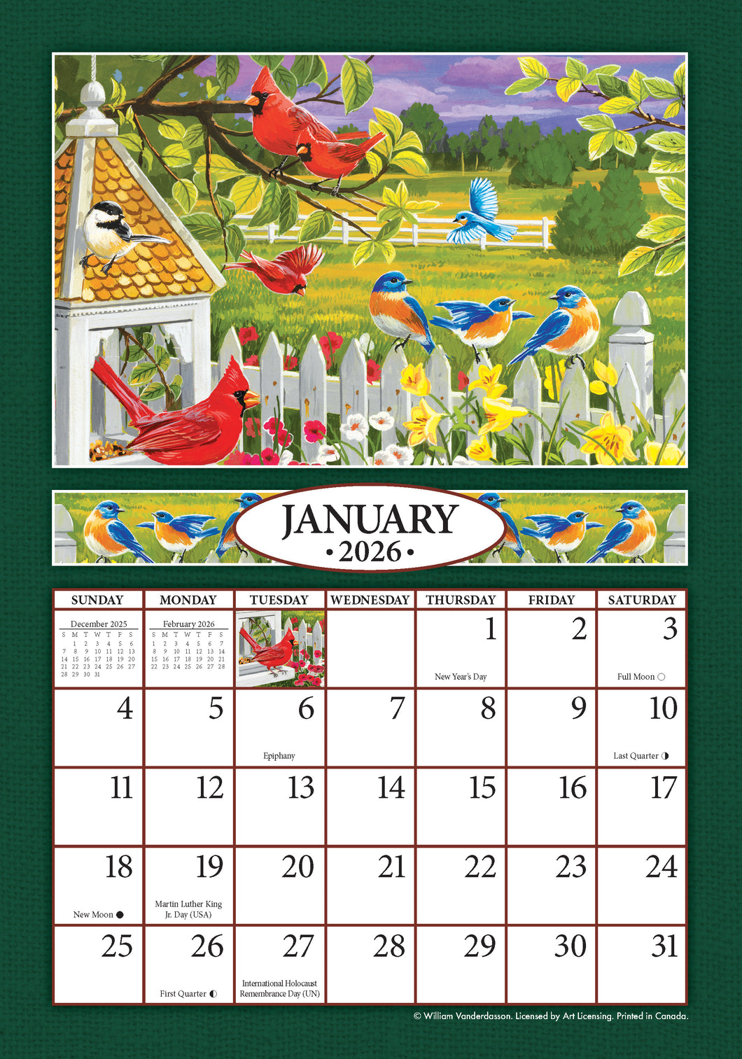 Feathered Friends 2026 (Item #2754) - 7x10 Refill Sheet Calendar - BONUS POCKET PLANNER & BOOKMARK WHILE QUANTITIES LAST