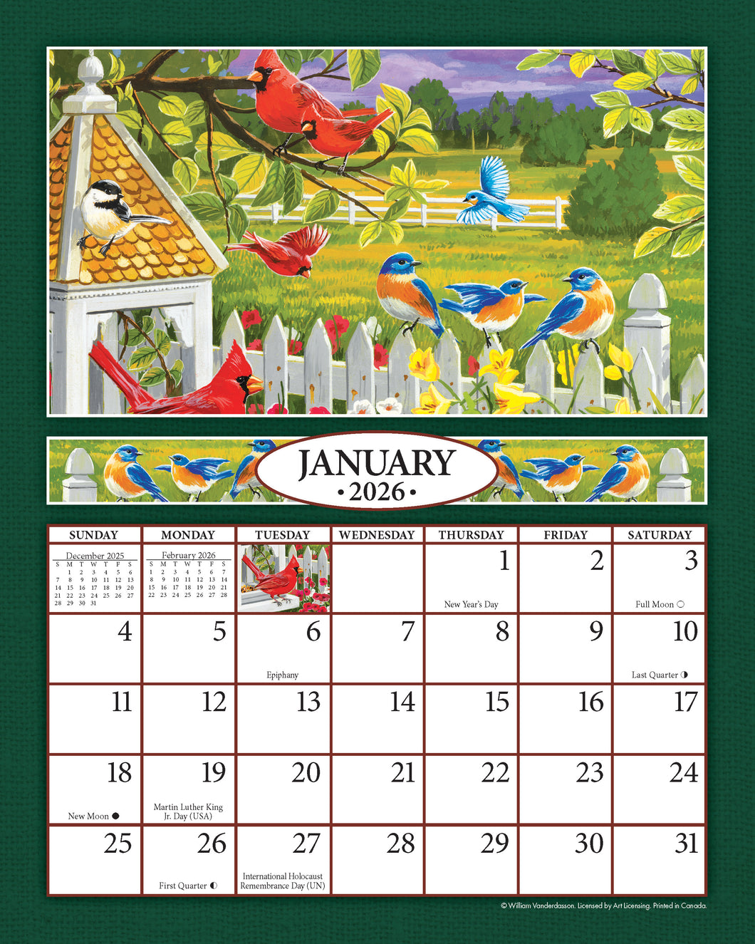 Feathered Friends 2026 (Item #2776) - 8x10 Refill Sheet Calendar - BONUS POCKET PLANNER & BOOKMARK WHILE QUANTITIES LAST