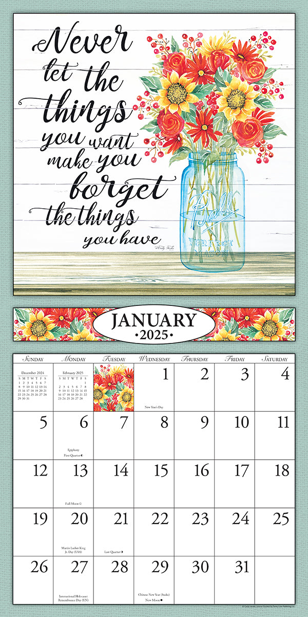 Life Is Brighter 2025 (Item #39746) - 12x24 Refill Sheet Calendar - BONUS POCKET PLANNER & BOOKMARK WHILE QUANTITIES LAST