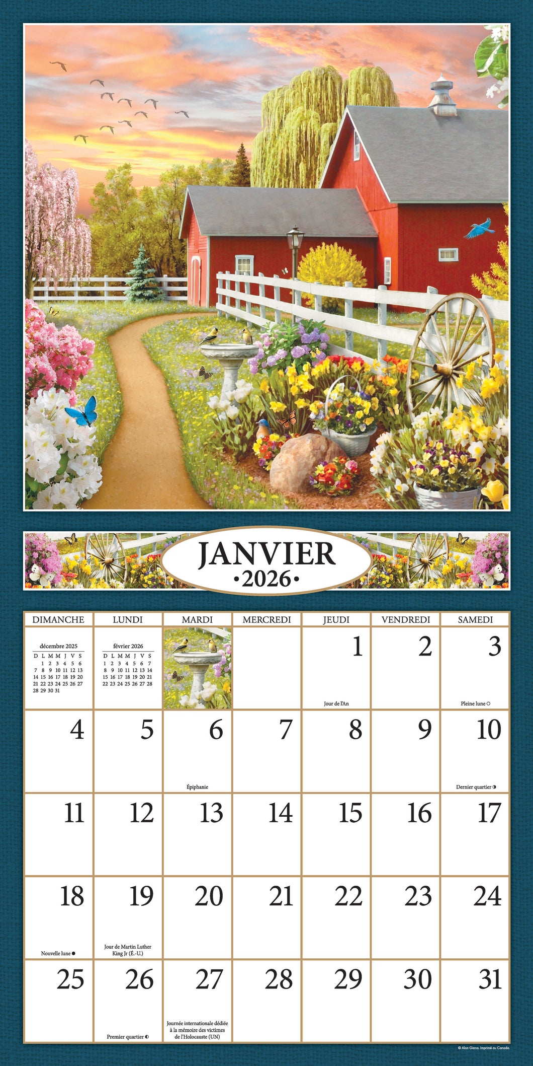 Une promenade à la campagne 2026 (Article #2517) - Recharge de 12 x 24 feuille calendrier