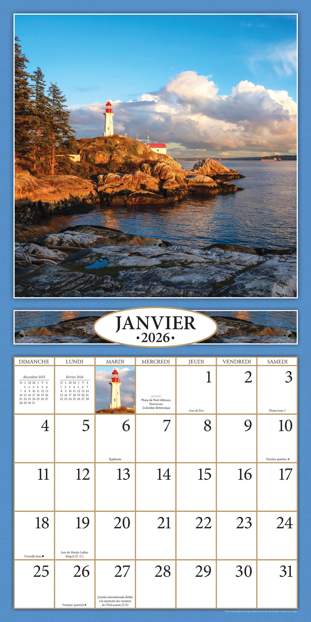 Ô Canada 2026 (Article #32028) - Recharge de 12 x 24 feuille calendrier