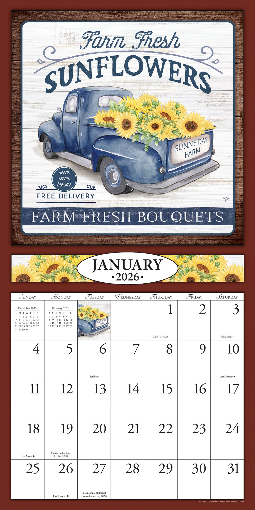 Farmers Market 2026 (Item #21332) - 12x24 Refill Sheet Calendar - BONUS POCKET PLANNER & BOOKMARK WHILE QUANTITIES LAST