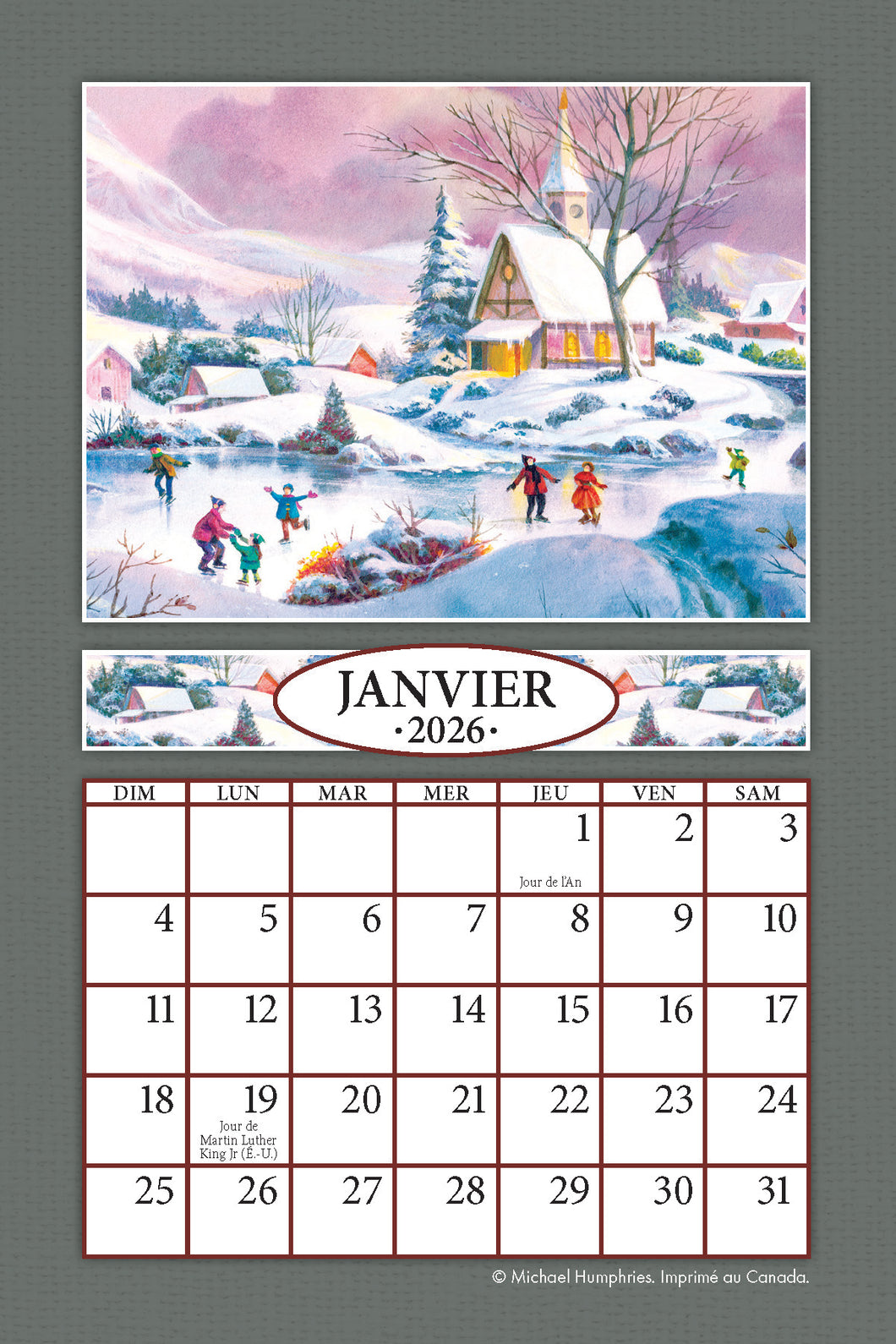 Simplicité Campagnarde 2026 (Article #3244) - Recharge de 4x6 feuille calendrier
