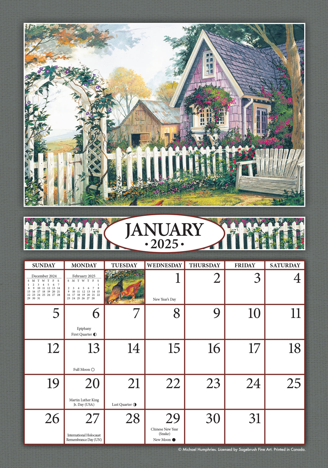 Simple Country 2025 (Item #54462) - 7x10 Refill Sheet Calendar - BONUS POCKET PLANNER & BOOKMARK WHILE QUANTITIES LAST