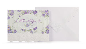Lilacs & Teal Stripe Thank You Card Set